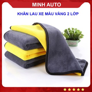 Khăn Lau Xe Ô Tô - Khăn Lau Xe Hơi Màu Vàng 2 Lớp Siêu Thấm Hút Cực Dày  Chuyên Dụng Cho Ô Tô