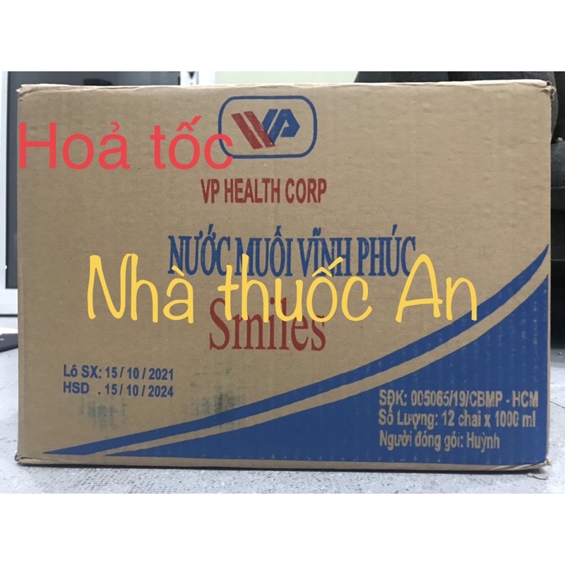 HOẢ TỐC thùng 12 chai nước muối Vĩnh Phúc 1l