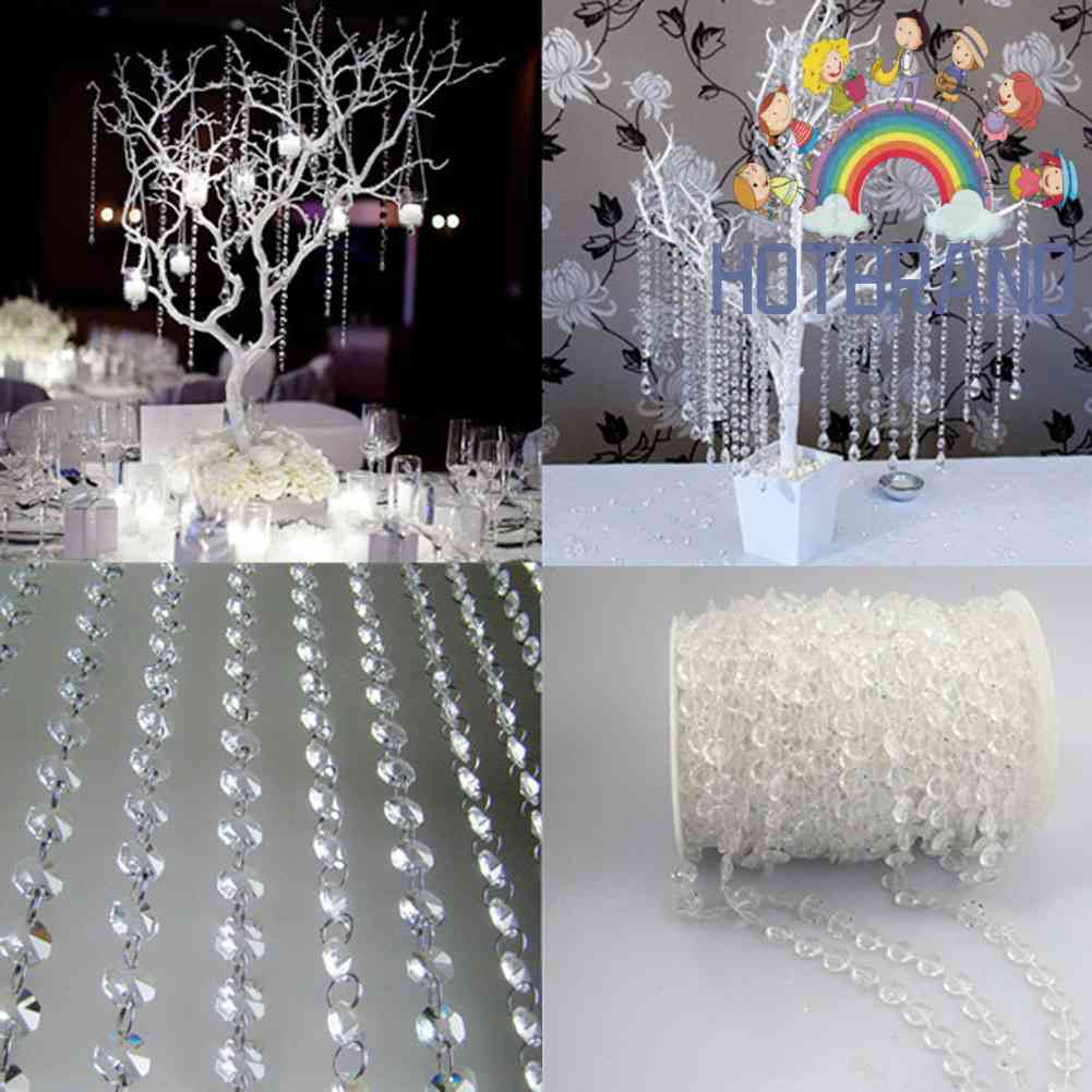 Cuộn Dây Chuỗi Hạt Pha Lê Acrylic 33FT Dùng Trang Trí Rèm Cửa Độc Đáo Tiện Dụng