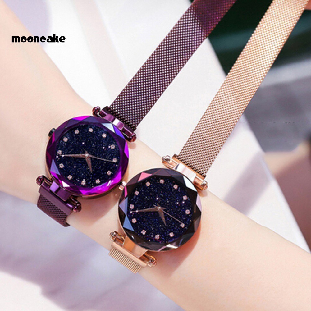 Đồng Hồ Analog Máy Quartz Nữ Mặt Đính Hột Xoàn Dây Thép Không Gỉ