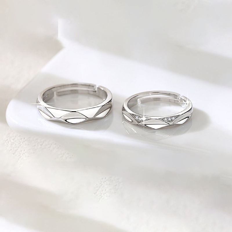 Edge Nhẫn Đôi Mạ Bạc 925 Có Thể Điều Chỉnh Kích Cỡ