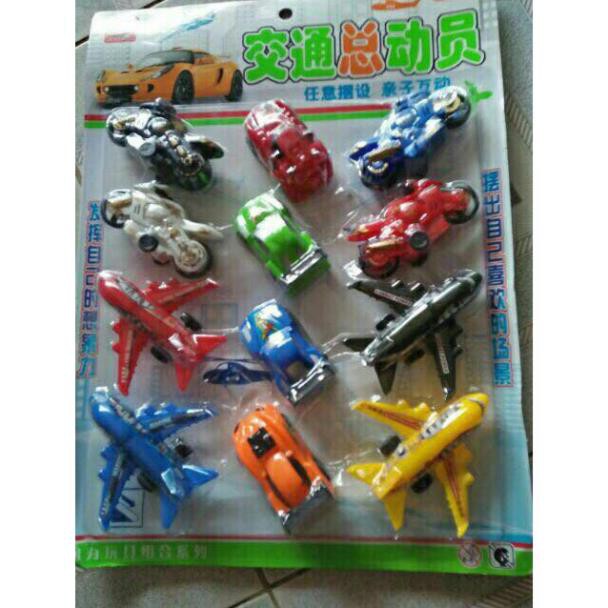 Đồ chơi Ô tô máy bay chạy cót ( vỉ 12c )