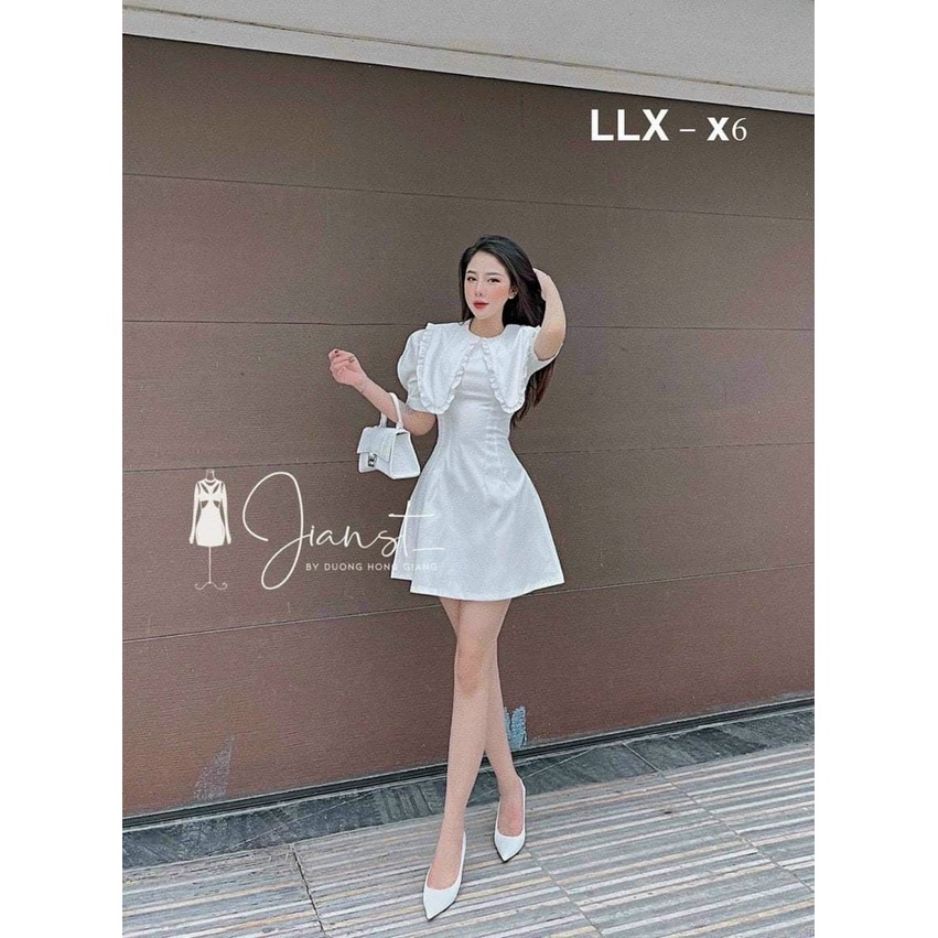 Đầm Xòe Ngắn Cổ Bèo Tay Phồng Dễ Thương