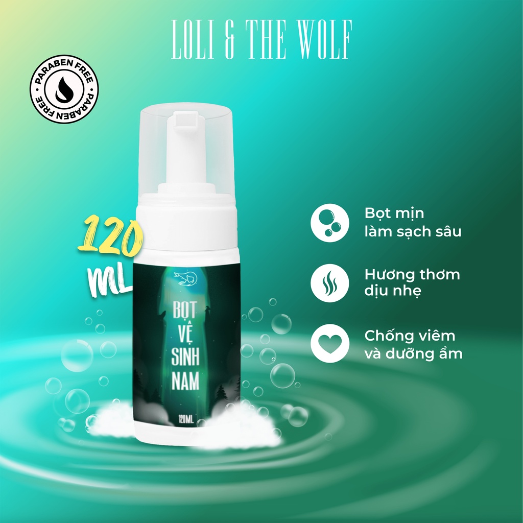 Bọt vệ sinh nam giới Loli The Wolf, dung dịch vệ sinh nam tạo bọt sẵn hương nước hoa nam tính chai 120ml