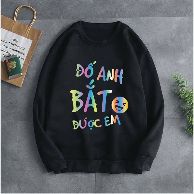 Áo Sweeter Nỉ Trơn Dài Tay In Chữ Cá Tính Phản Quang