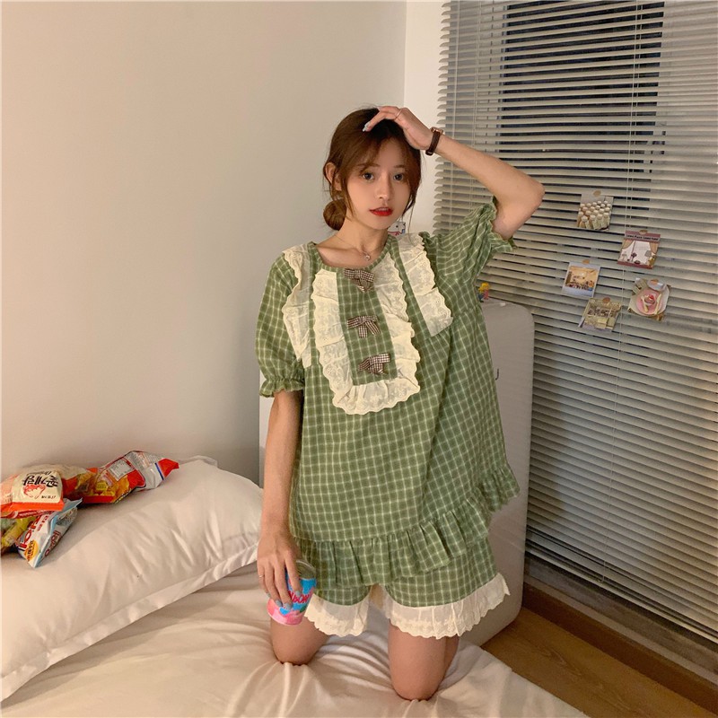 ( Sẵn ) Bộ đồ ngủ tiểu thư ulzzang AK972 kèm ảnh thật