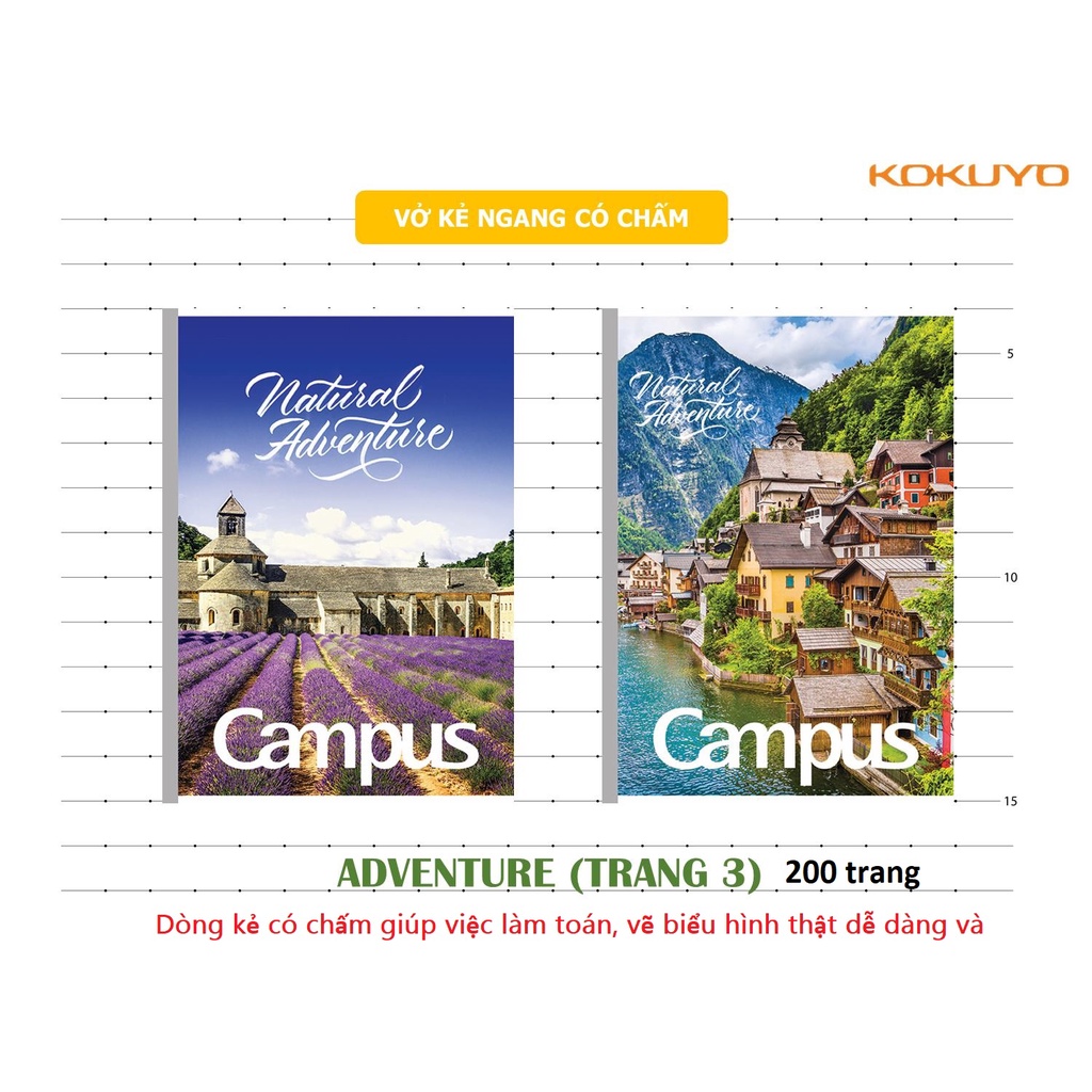 Vở kẻ ngang Campus Adventure có chấm 80tr – 120tr – 200tr – NBBAVT80 - NBBAVT120 - NBBAVT200 - vpp Diệp Lạc