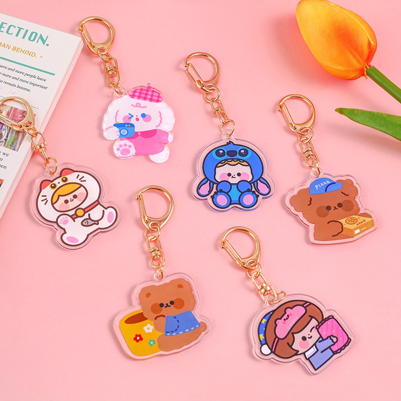 Móc Chìa Khóa Bằng Acrylic Họa Tiết Hoạt Hình Dễ Thương