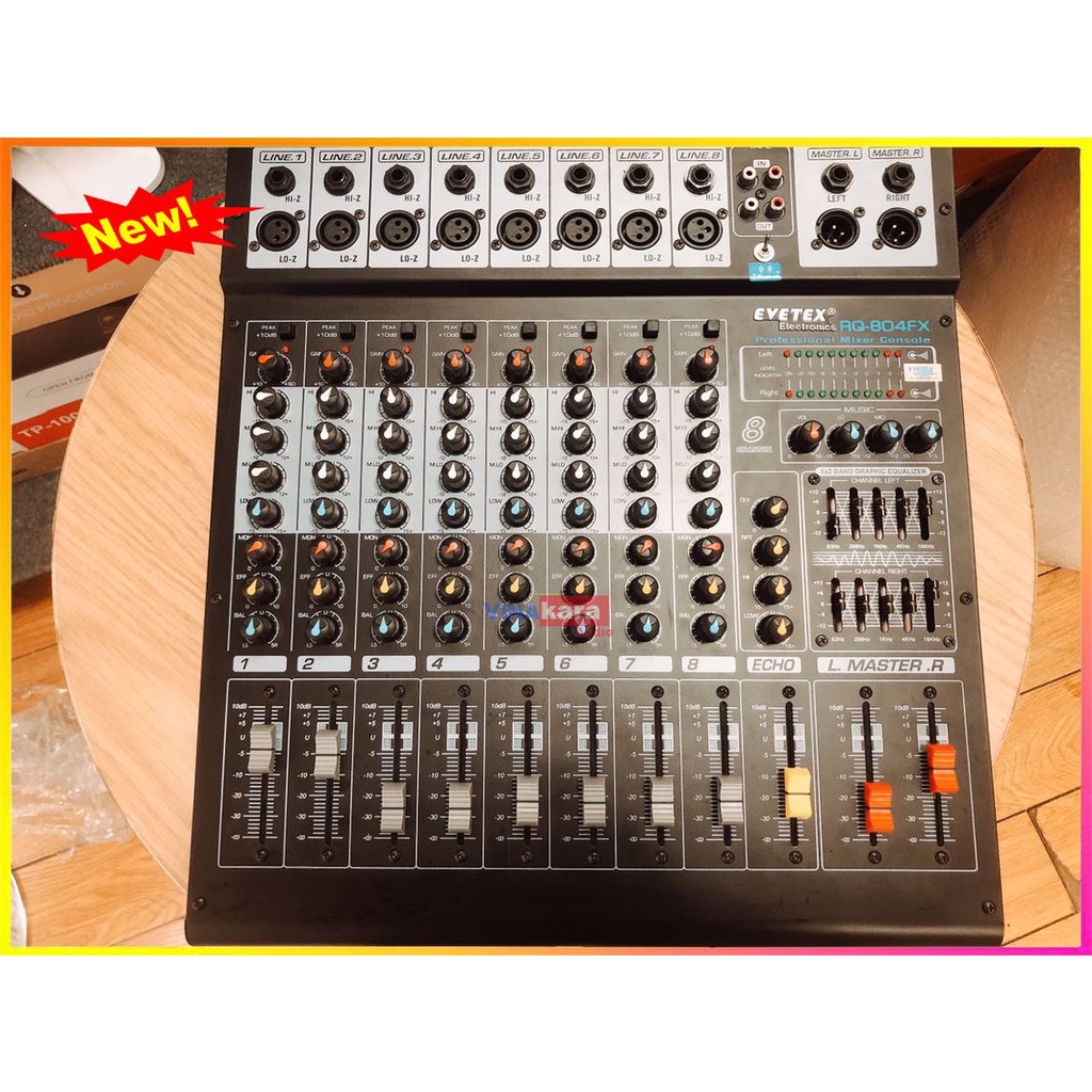 Mixer Evetex 8 line gia đình chính hãng, chỉnh âm thanh hay, chuyên nghiệp