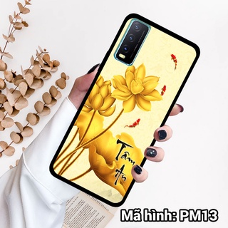Ốp điện thoại VIVO Y20/Y20S in hình hoa sen,cá chép phong thủy – lưng kính tráng gương viền dẻo
