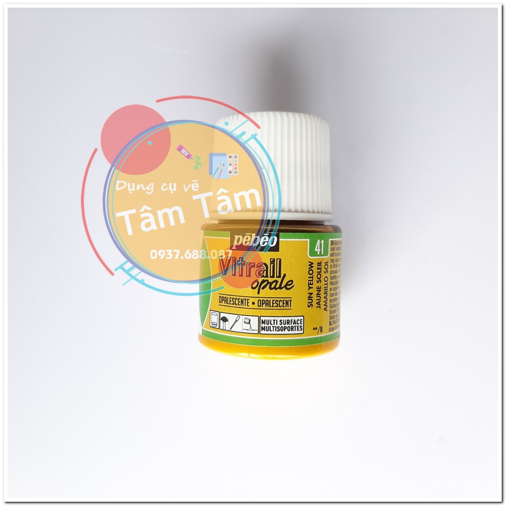 [ TÂM TÂM ]-Màu vẽ Kính, Màu Vitrail, màu Pebeo lần 1/3 dòng Opale (Dòng đục)-