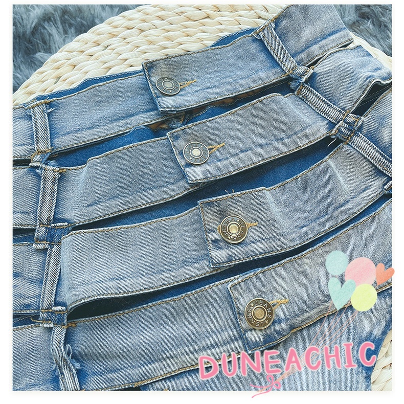 DUNEA Quần Jean Lưng Cao Thiết Kế Không Đồng Đều Quyến Rũ Thời Trang Dành Cho Nữ