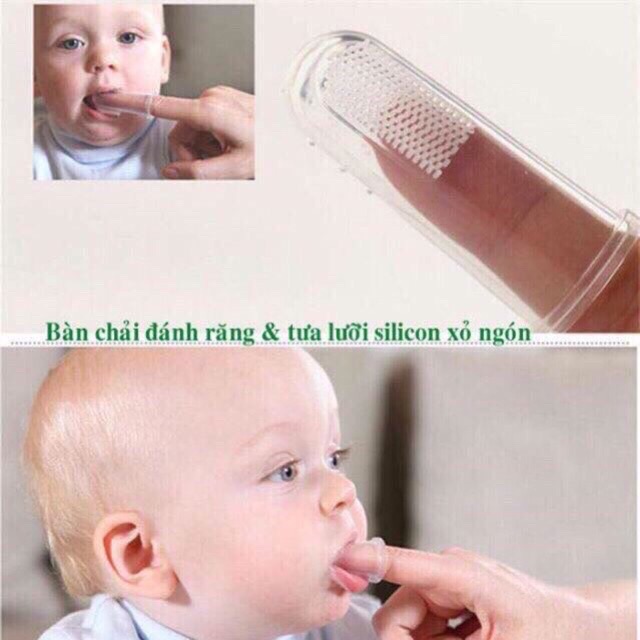 Rơ lưỡi silicon vệ sinh răng miệng cho bé có hộp đựng