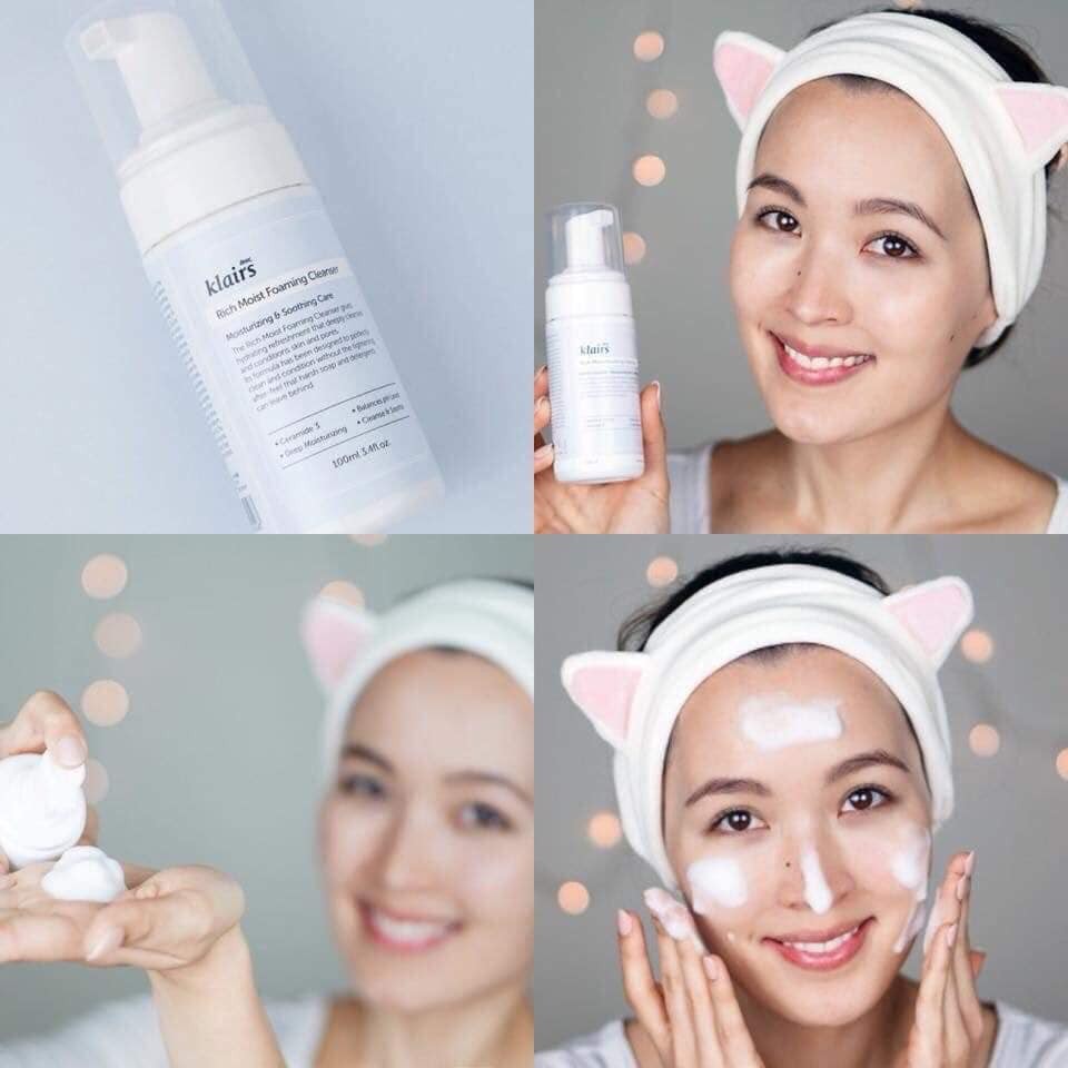 Sữa Rửa Mặt Dạng Bọt Dưỡng Ẩm Da Klairs Rich Moist Foaming Cleanser 100ml