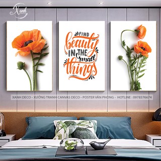 Bộ tranh canvas hoa màu cam ấn tượng 50x70 cm