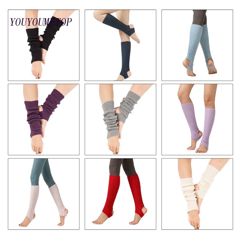 Youyo Vớ Ống Chân Dệt Kim Cao Đến Đầu Gối Màu Trơn Giữ Ấm Cho Nữ Khiêu Vũ Latin