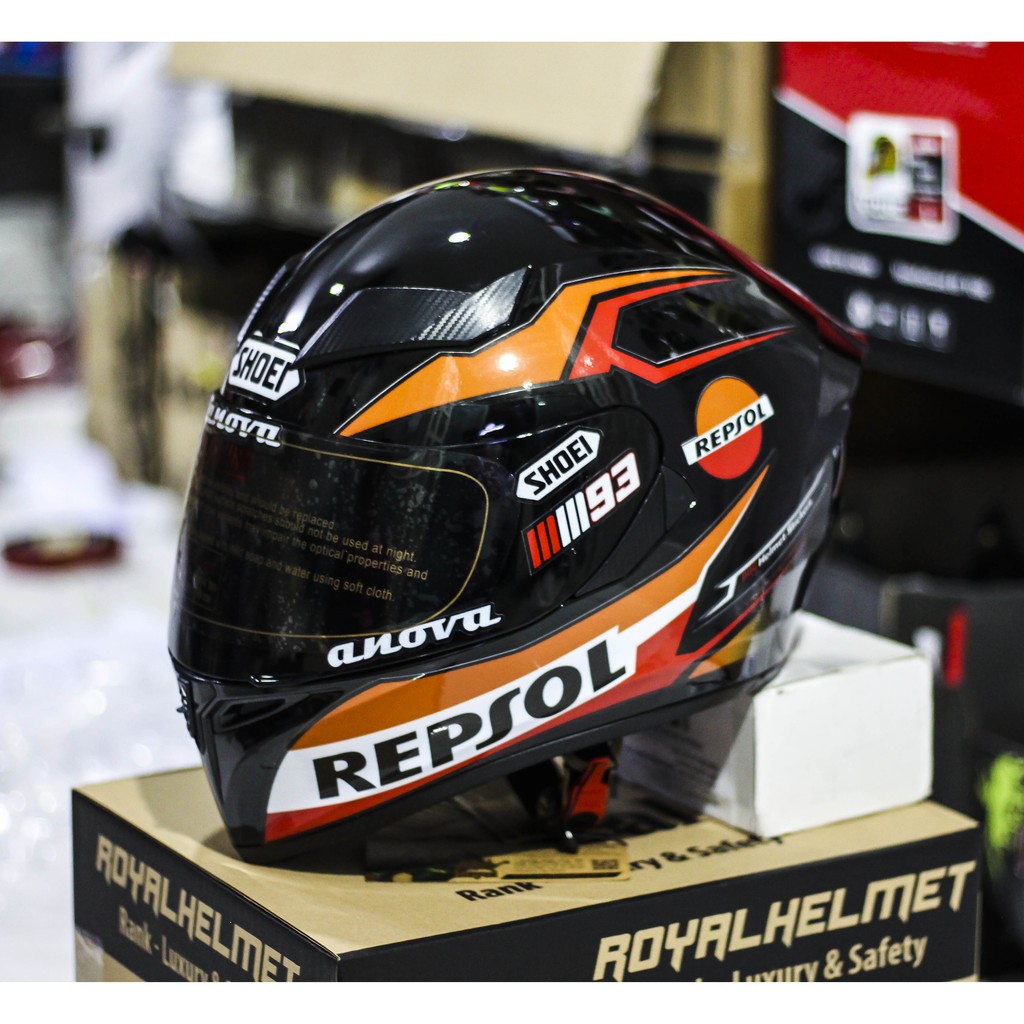 Nón Fullface ROYAL M138B 1 kính lên tem REPSOL, bảo hành 12 tháng , tặng túi đựng nón