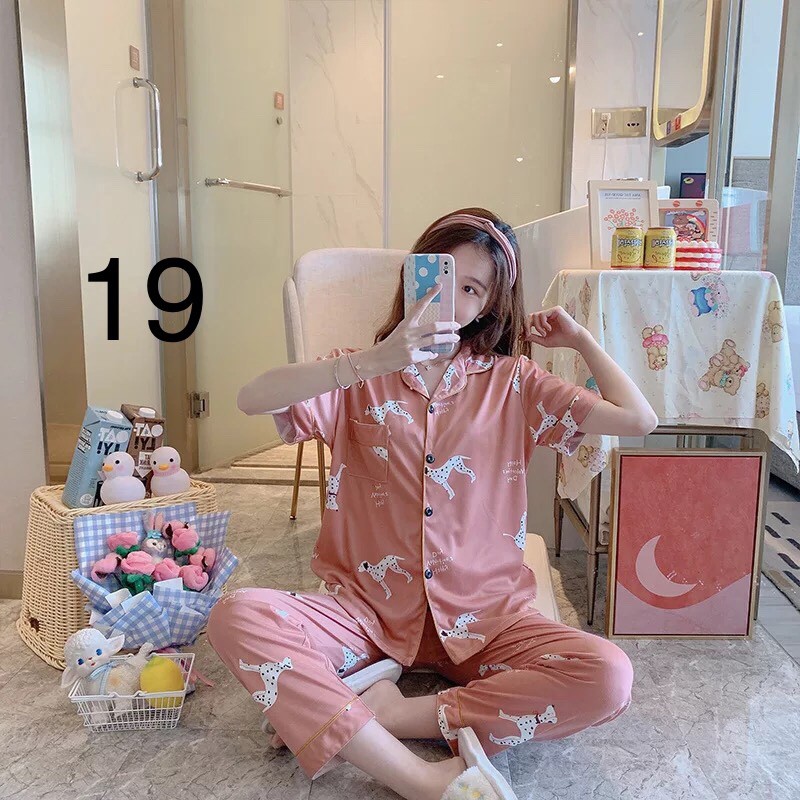 [Chỉ trả order facebook]Bộ ngủ PIJAMA tay lỡ cho mùa hè