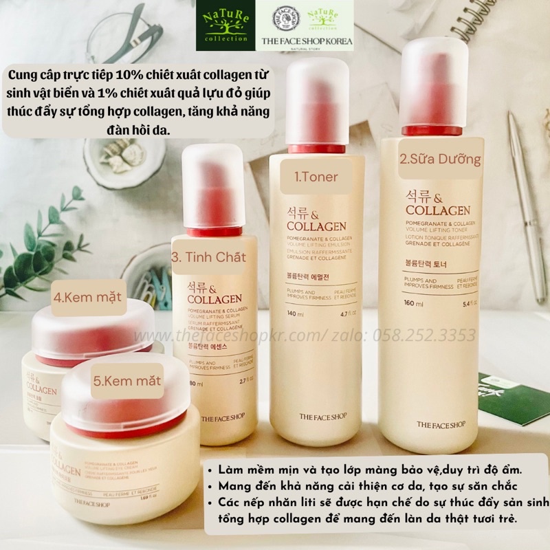 Bộ dưỡng da cấp ẩm trẻ hoá da POMEGRANATE AND COLLAGEN VOLUME LIFTING SET