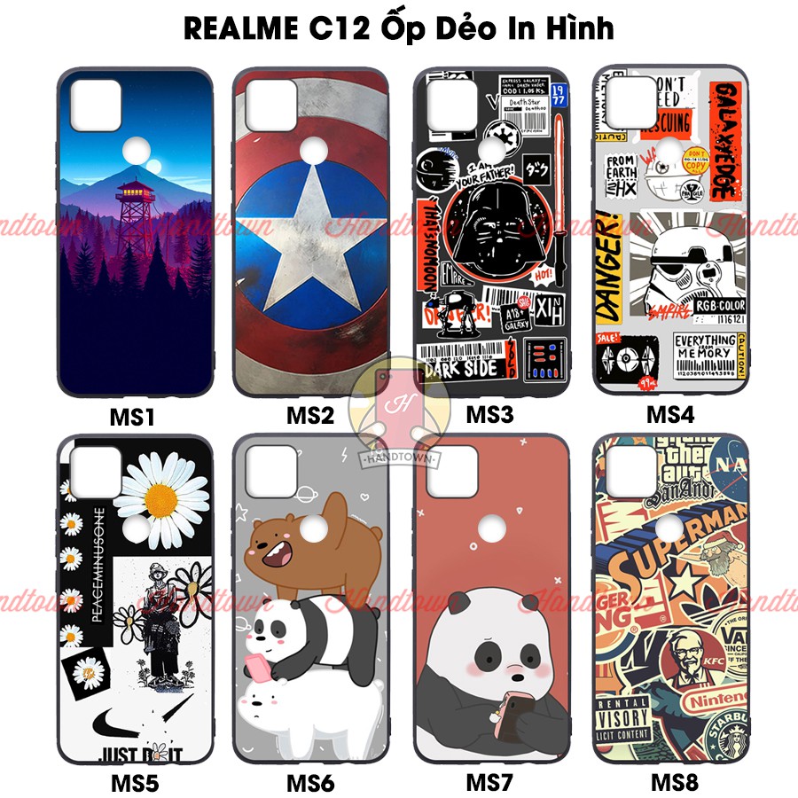 Ốp Lưng TPU Realme C12 Nhựa Dẻo Đen In Hình Nhiều Mẫu Phần A SIÊU BỀN