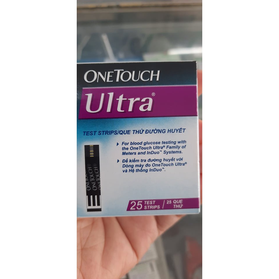 Que thử đường huyết OneTouch Ultra 2 (hộp 25 que) - Mua combo 2 hộp tặng 50 kim lấy máu