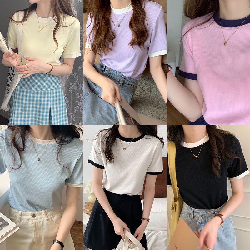 Áo Thun Tay Ngắn Dáng Ôm Thời Trang Trẻ Trung Cho Nữ
