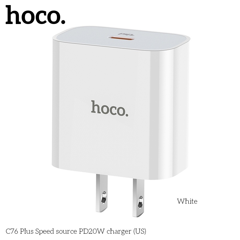 Củ sạc nhanh Hoco C76 Plus dòng PD 20W / QC3.0, cóc sạc dùng cho iPhone / iPad / Android - Chính hãng