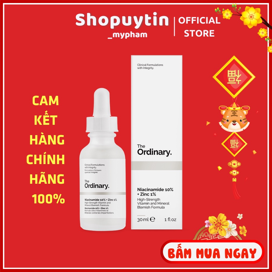 Tinh chất Serum The Ordinary Niacinamide 10% + Zinc 1% giảm mụn, thu nhỏ lỗ chân lông