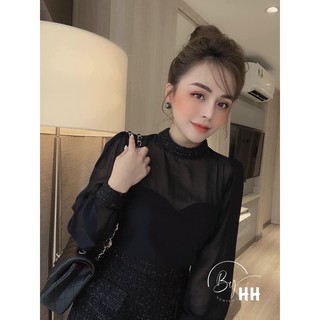 set áo đen + chân váy dạ
