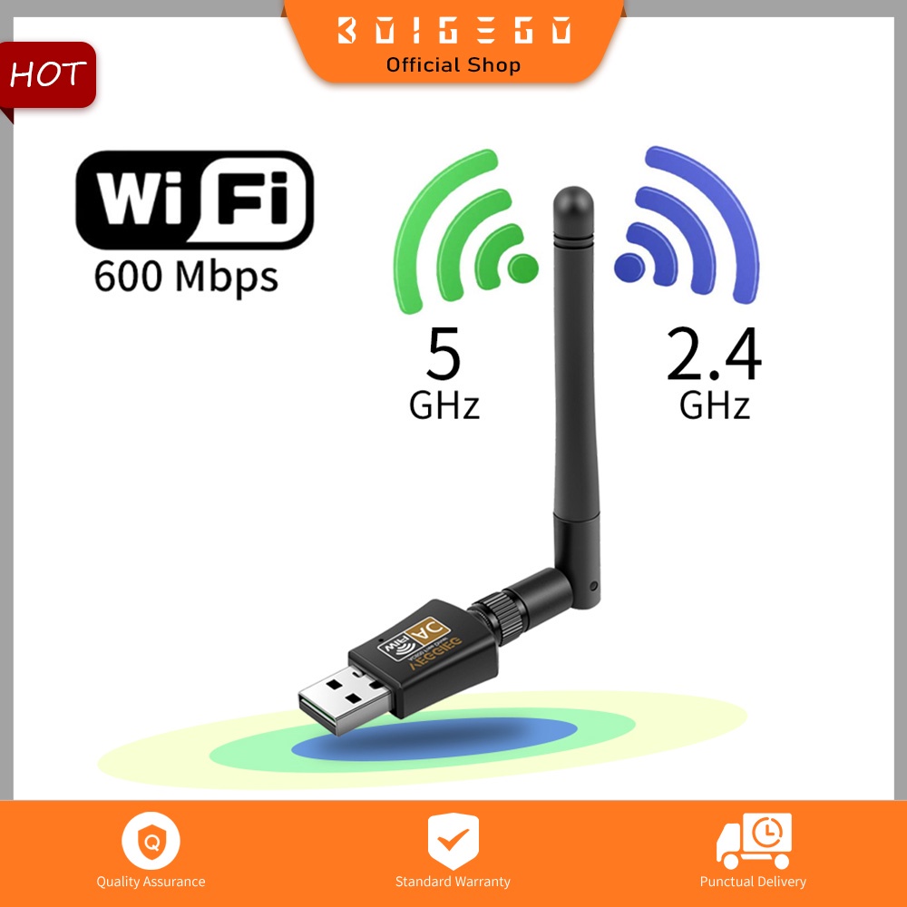 Usb Wifi Không Dây 600mbps 5g / 2.4g Wifi Cho Pc Laptop Windows 10 / 8 / 8.1 / 7 / Xp
