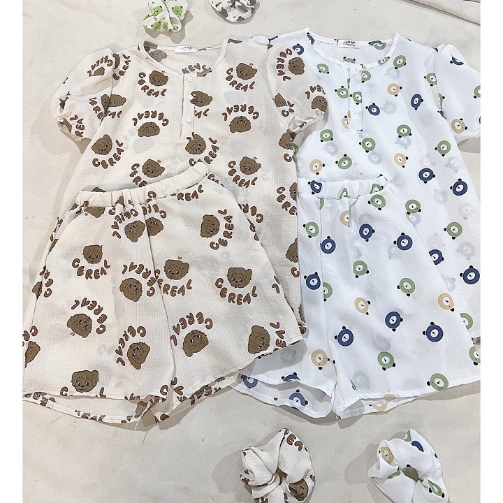 Bộ đồ pijama chất đũi xốp tặng kèm sunchies cột tóc siêu xinh tặng MOS04 - Mono Boutique