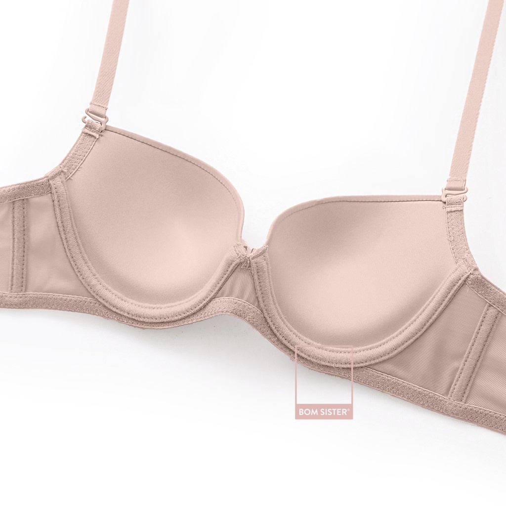 Áo lót mút mỏng có gọng thun lạnh màu trơn nâng ngực tự nhiên BOM SISTER MU1006
