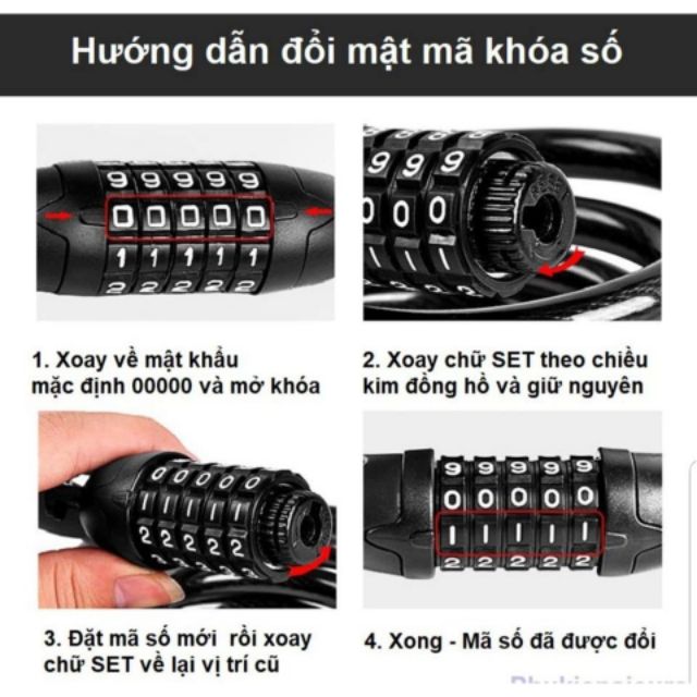 Khóa mã số chống trộm - chống cắt - dây to