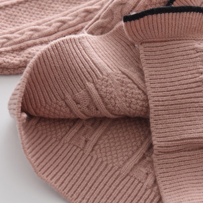 Bộ đồ BEAR LEADER gồm áo sweater dệt kim diềm xếp nếp và chân váy màu trơn dễ thương thời trang 2022 dành cho trẻ em