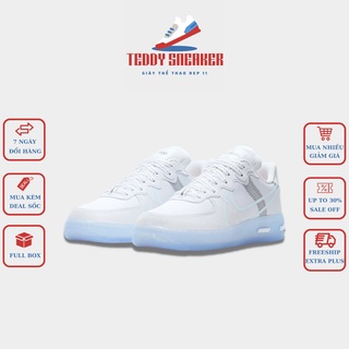Giày thể thao 𝗔𝗙𝟭 react white ice trắng đế dạ quang nam nữ, giày sneaker af1 air force 1 react full box