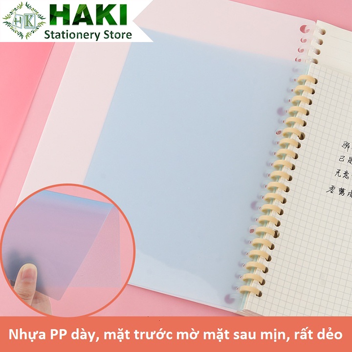 Bìa lá rời nhựa nhiều màu HAKI làm planer sổ còng đã đục lỗ bullet journal văn phòng phẩm khổ A4 A5 B5