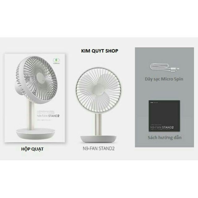 Quạt mini tích điện N9-FAN STAND 4 tốc độ gió | BH 3 Tháng