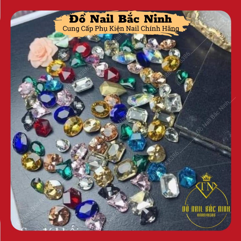 Set Đá Khối Gắn Móng Mix Size Mix Màu 100 Viên Siêu Sáng