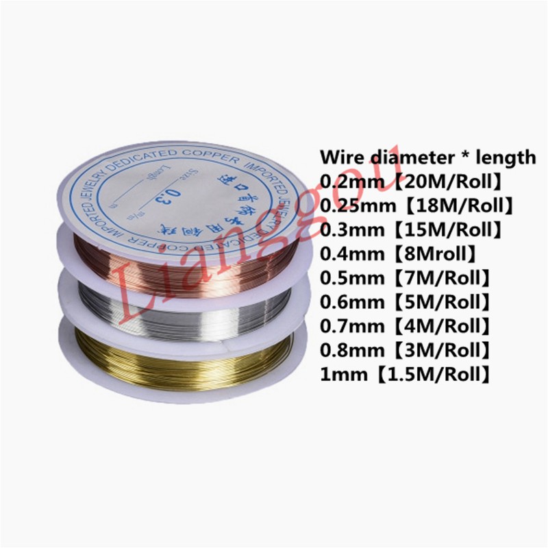 Cuộn dây kim loại P3S124 màu vàng kim/ trắng/ đỏ đồng cứng cáp dùng làm trang sức thủ công đa năng 0.2-1 mm