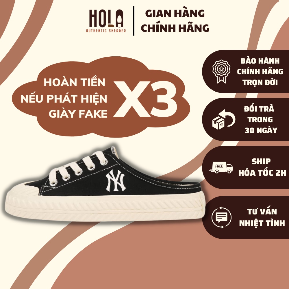 Giày MLB Mule playback black đạp gót dễ đi hàng chính hãng new 100%, check ra fake hoàn tiền x3