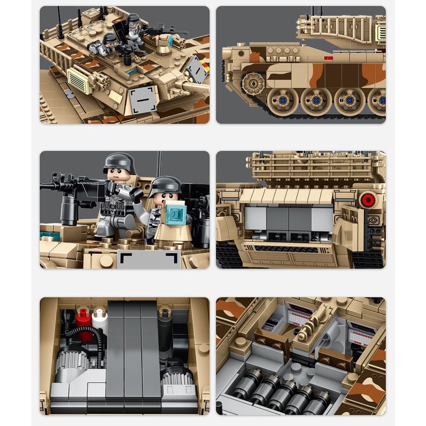 Đồ Chơi Lắp Ráp Kiểu LEGO Mô Hình ARMY Xe Tăng M1A2 ABRAMS PANLOS Model 632010 - 1630 Mảnh Ghép