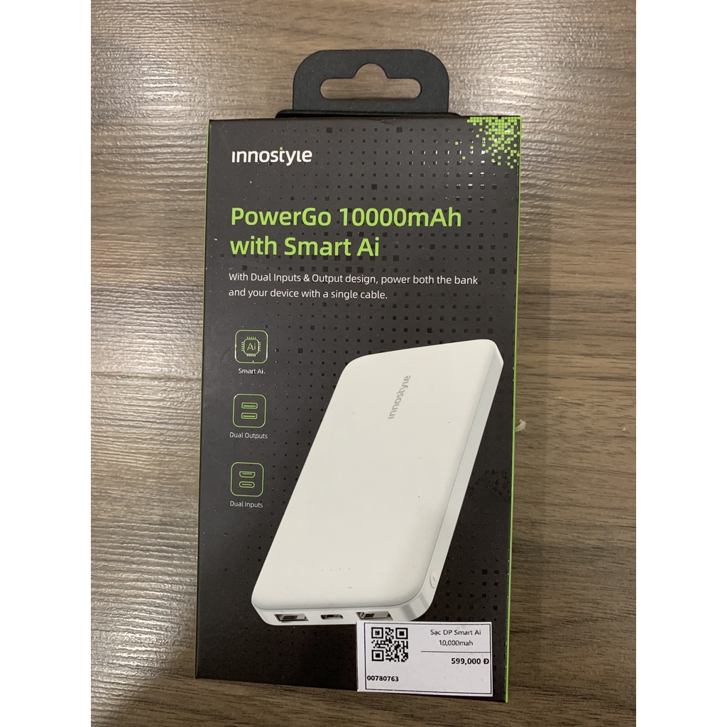 Pin sạc dự phòng PowerGo Smart Ai 10000mAh Innostyle - Hàng chính hãng có bảo hành