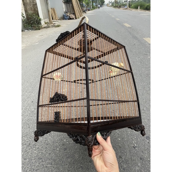 Khung lồng tự ráp Khung lồng chào mào gỗ mun đuôi công đục rồng sắc nét nhiều mẫu mã đẹp cao cấp kèm phụ kiện đẹp