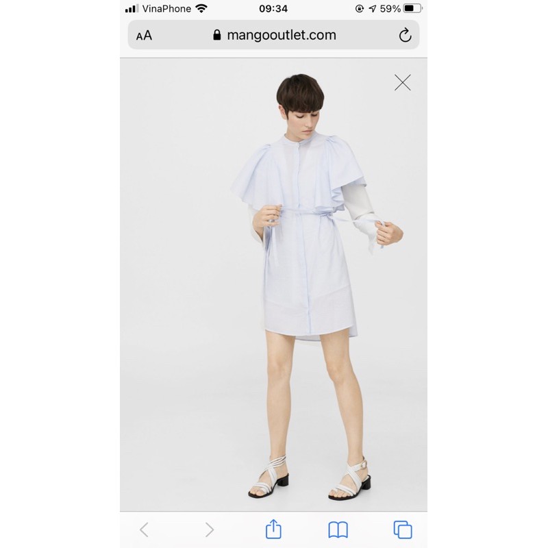 Váy cánh dơi mango auth new tag màu baby blue