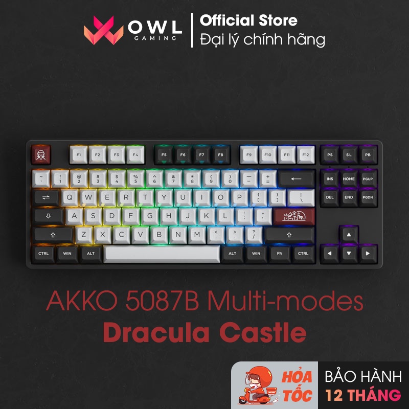 Bàn phím cơ 5087B Multi-modes Dracula Castle (Bluetooth 5.0 / Wireless 2.4Ghz / Hotswap / Foam tiêu âm / TTC switch)