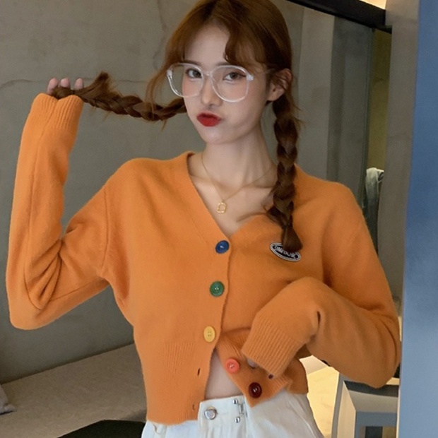 ZHELIHANGFEI Áo dệt kim cao eo hở rốn gợi cảm hot girl cổ chữ V áo ngắn