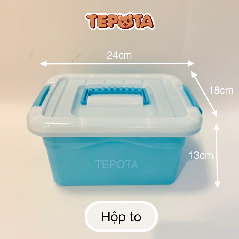 Hộp Đựng Đồ Chơi Lego Đa Năng Tepota Bằng Nhựa Màu Xanh Có Nắp Quai Cầm Tay Tiện Lợi Cho Bé HD02-XANH