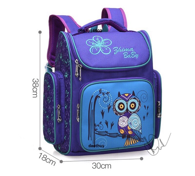 Cặp cho bé tiểu học SM baby - Mẫu cú tím HÌNH CHỤP THẬT