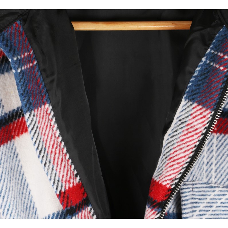 Áo dạ chùm hoa tiết caro xanh hồng WE11DONE x PMO PEACEMINUSONE