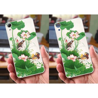 Ốp lưng HTC 820 (dẻo viền trắng trong) - Hình Chim Công, Cá Chép, Cò